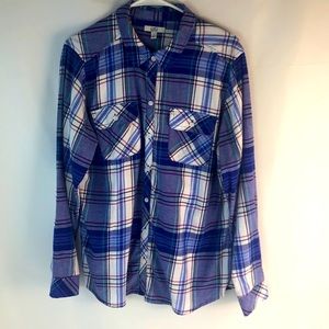 Croft and Barrow soft plaid long sleeve flannel top size large